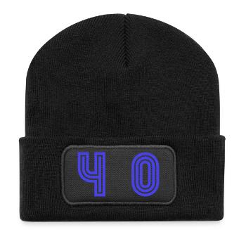 40. 40 JAHRE. 40. JAHRESTAG. 40-JÄHRIGES JUBILÄUM. - Recycelte Patch Beanie - Schwarz - Vorne