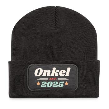 Onkel Est 2025 Ich werde Onkel Retro Style - Recycelte Patch Beanie - Dunkelgrau - Vorne