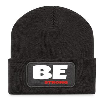 Sei stark - Recycelte Patch Beanie - Dunkelgrau - Vorne