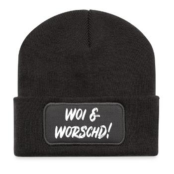 Woi & Worschd! - Recycelte Patch Beanie - Dunkelgrau - Vorne