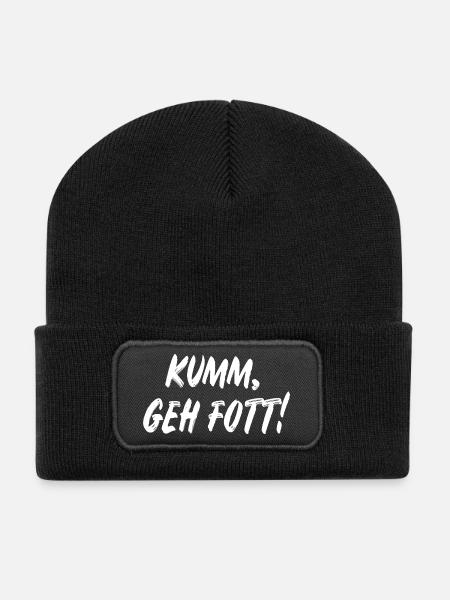 Komm geh fott! - Recycelte Patch Beanie - Schwarz
