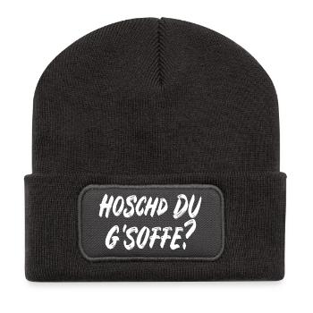 Hoschd du g'soffe? - Recycelte Patch Beanie - Dunkelgrau - Vorne