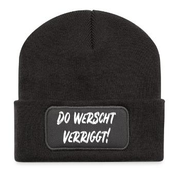 Do werscht verriggt! - Recycelte Patch Beanie - Dunkelgrau - Vorne