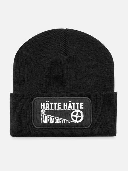 Hätte Hätte Fahrradkette Deutsche Redewendung - Recycelte Patch Beanie - Schwarz