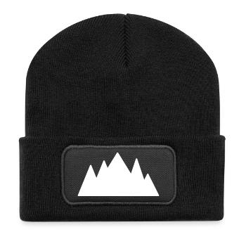 Bergsilhouette Glanzkontrast - Recycelte Patch Beanie - Schwarz - Vorne