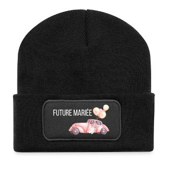 Die zukünftige Braut - Hochzeitsauto - Recycelte Patch Beanie - Schwarz - Vorne