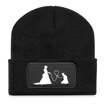 Couple de mariage Jeunes mariés Drôle - Beanie recyclé à patch - noir - Devant