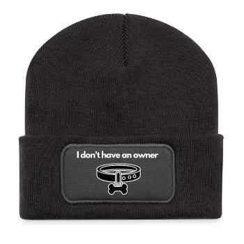 Ich habe keinen Besitzer (lustiges Hundehalsband) dunkel - Recycelte Patch Beanie - Dunkelgrau - Vorne