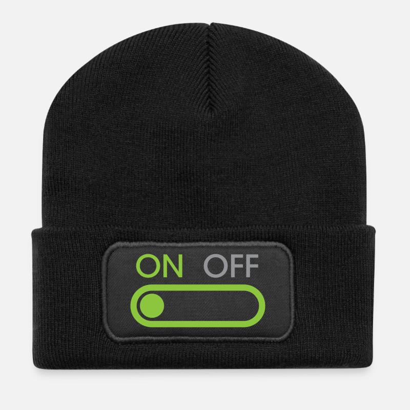 on button - Streamer und Gamer - Recycelte Patch Beanie - Schwarz