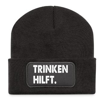 Trinken Hilft - Recycelte Patch Beanie - Dunkelgrau - Vorne