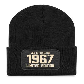 1967 Limited edition 1967 Geburtstag 1967 Retro - Recycelte Patch Beanie - Schwarz - Vorne