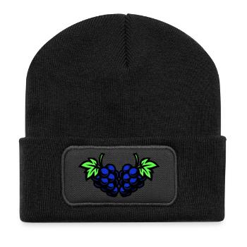 Trauben Weintrauben - Recycelte Patch Beanie - Schwarz - Vorne