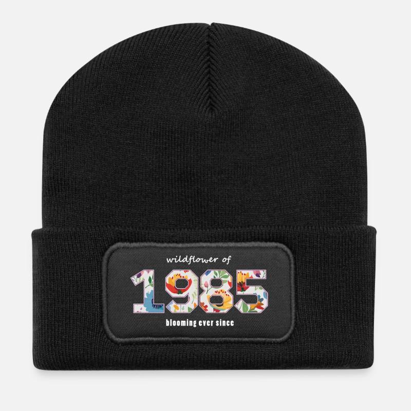 Blumen 1985 - 40-jähriges Jubiläum - Recycelte Patch Beanie - Schwarz