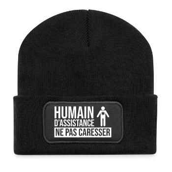 Humain d’assistance Ne pas caresser - Beanie recyclé à patch - noir - Devant