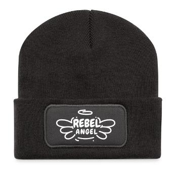 Ange rebelle - Beanie recyclé à patch - charbon - Devant