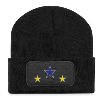 Abstract Star Patterns in Yellow and Blue - Recycled Patch Beanie - black - Front