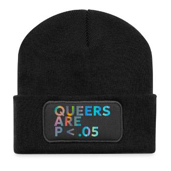Queers are p < .05 - Recycelte Patch Beanie - Schwarz - Vorne