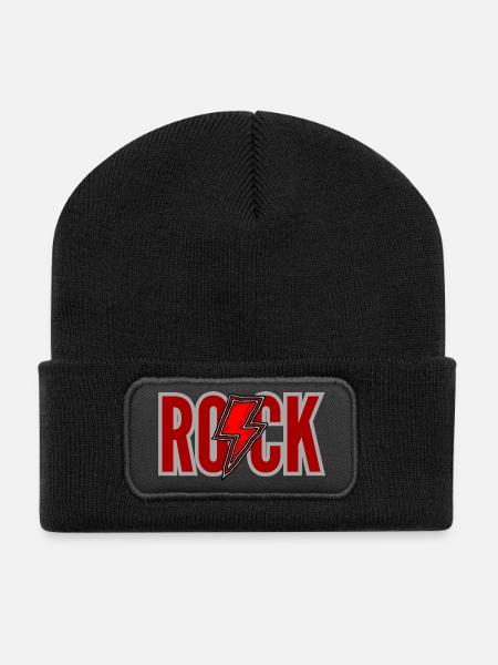 ROCK Logo Rouge - Beanie recyclé à patch - noir