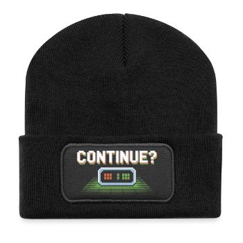 Continue Retro Gamer Pixel 8 Bit Arcade Screen - Recycled Patch Beanie - black - Front