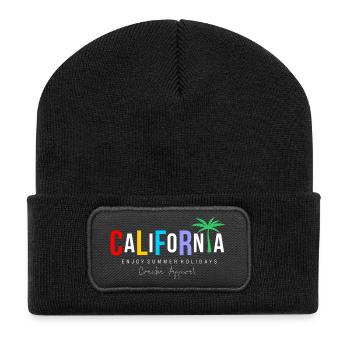 California Holiday Painting - Recycled Patch Beanie - black - Front