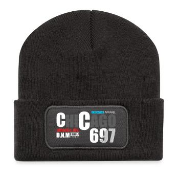 Urbanes Chicago Street Art Design - Recycelte Patch Beanie - Dunkelgrau - Vorne