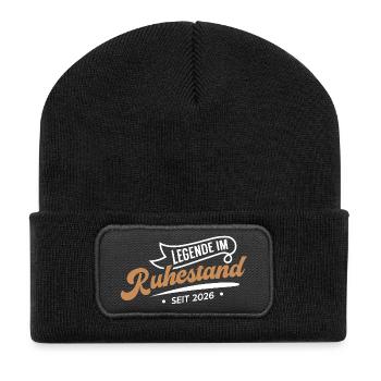 Legende im Ruhestand Geschenk zur Rente Pension - Recycelte Patch Beanie - Schwarz - Vorne