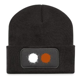 Weiß Braun - Recycelte Patch Beanie - Dunkelgrau - Vorne