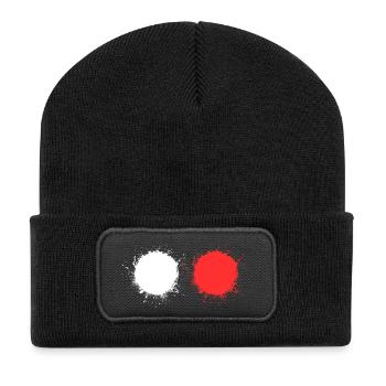 white red - Recycled Patch Beanie - black - Front