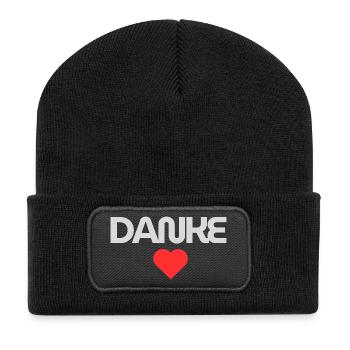 Message de remerciement sincère - Beanie recyclé à patch - noir - Devant