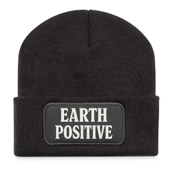 Typographie audacieuse positive pour la terre - Beanie recyclé à patch - charbon - Devant