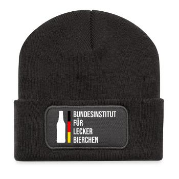 Bundesinstitut für Lecker Bierchen - Recycelte Patch Beanie - Dunkelgrau - Vorne