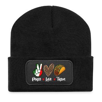 Peace Love Tacos Fiesta Quote Fun - Recycled Patch Beanie - black - Front
