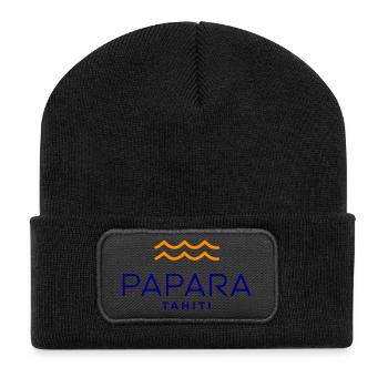 Papara Tahiti Wave Tee - Beanie recyclé à patch - noir - Devant
