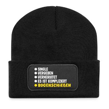 Ich gehe Bogenschießen - Recycelte Patch Beanie - Schwarz - Vorne