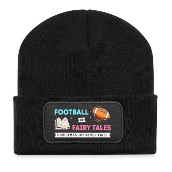 Werdende Mutter Weihnachten Gender Reveal - Recycelte Patch Beanie - Schwarz - Vorne