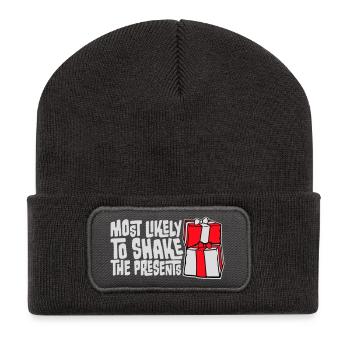 Most Likely to Shake the Presents Christmas Fun - Recycled Patch Beanie - dark grey - Front