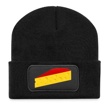 Käseecke mit roter Rinde - Recycelte Patch Beanie - Schwarz - Vorne