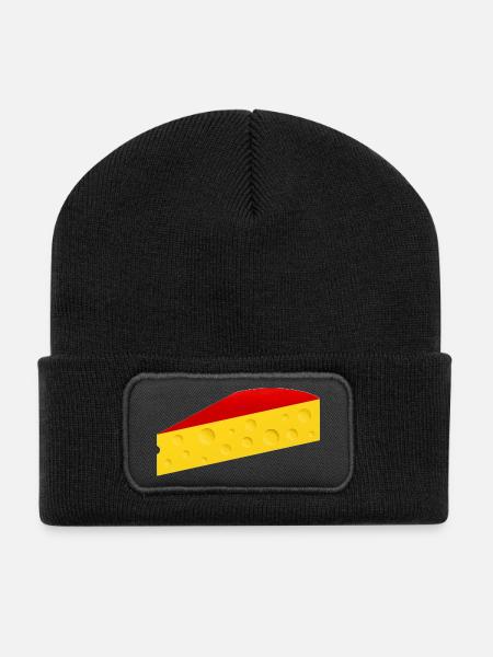 Käseecke mit roter Rinde - Recycelte Patch Beanie - Schwarz