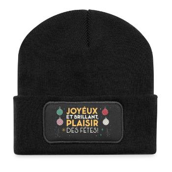 Joyeux et Brillant Plaisir des Fêtes - Beanie recyclé à patch - noir - Devant