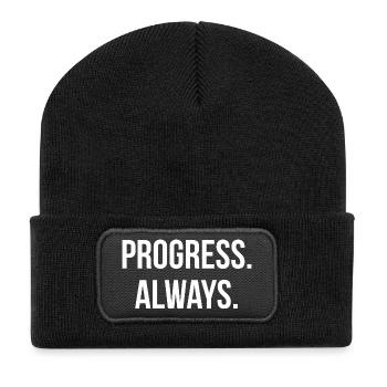PROGRÈS. TOUJOURS. | Greyline Officiel - Beanie recyclé à patch - noir - Devant
