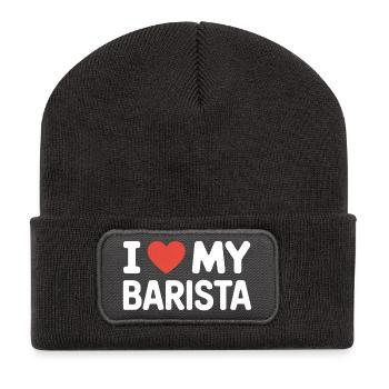 J’adore mon barista amateur de café Fan de barista - Beanie recyclé à patch - charbon - Devant