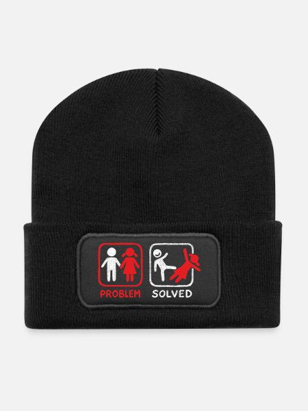 Problem Solved - Recycelte Patch Beanie - Schwarz