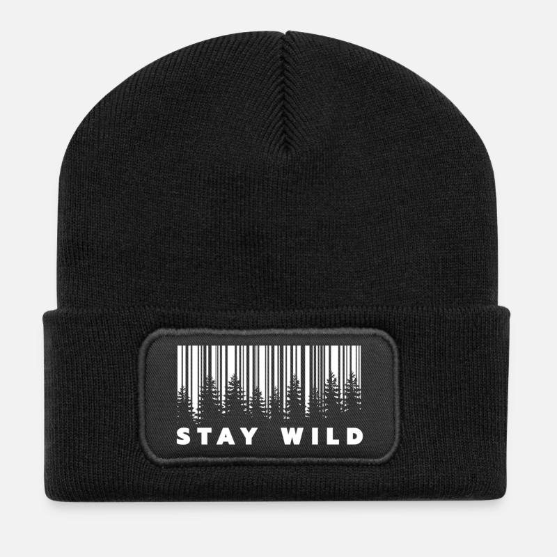 Stay Wild Forest Barcode - Recycled Patch Beanie - black