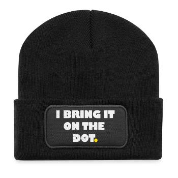 Je l’apporte sur le point point, Denglisch - Beanie recyclé à patch - noir - Devant