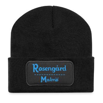 Rosengård – Malmö Sky Blue Design - Recycled Patch Beanie - black - Front