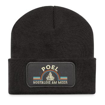 POEL NOSTALGIE AM MEER Poel Souvenier Lustig - Recycelte Patch Beanie - Dunkelgrau - Vorne