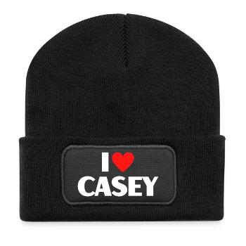 I Love Casey Red Heart Retro Statement - Recycled Patch Beanie - black - Front