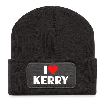 J’adore la déclaration rétro de Kerry Red Heart - Beanie recyclé à patch - charbon - Devant