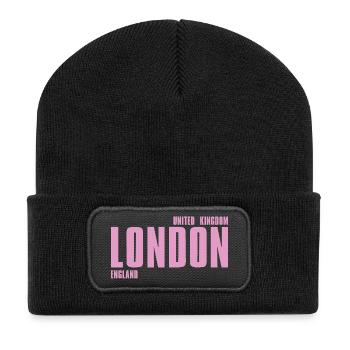 Typographie londonienne Pink Bold - Beanie recyclé à patch - noir - Devant