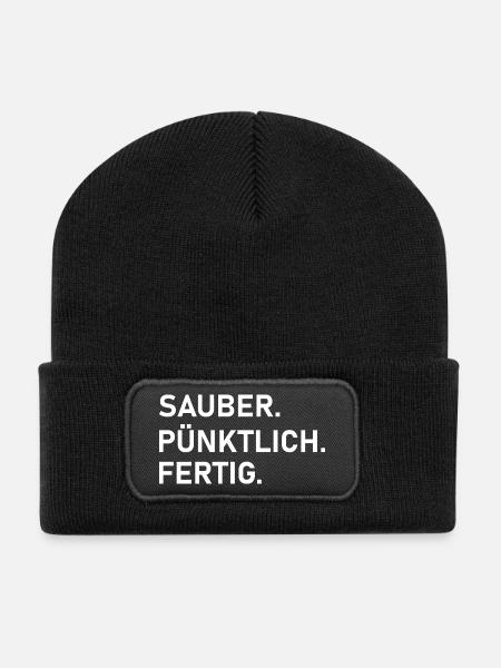 Clean. On time. Professional work. - Recycled Patch Beanie - black